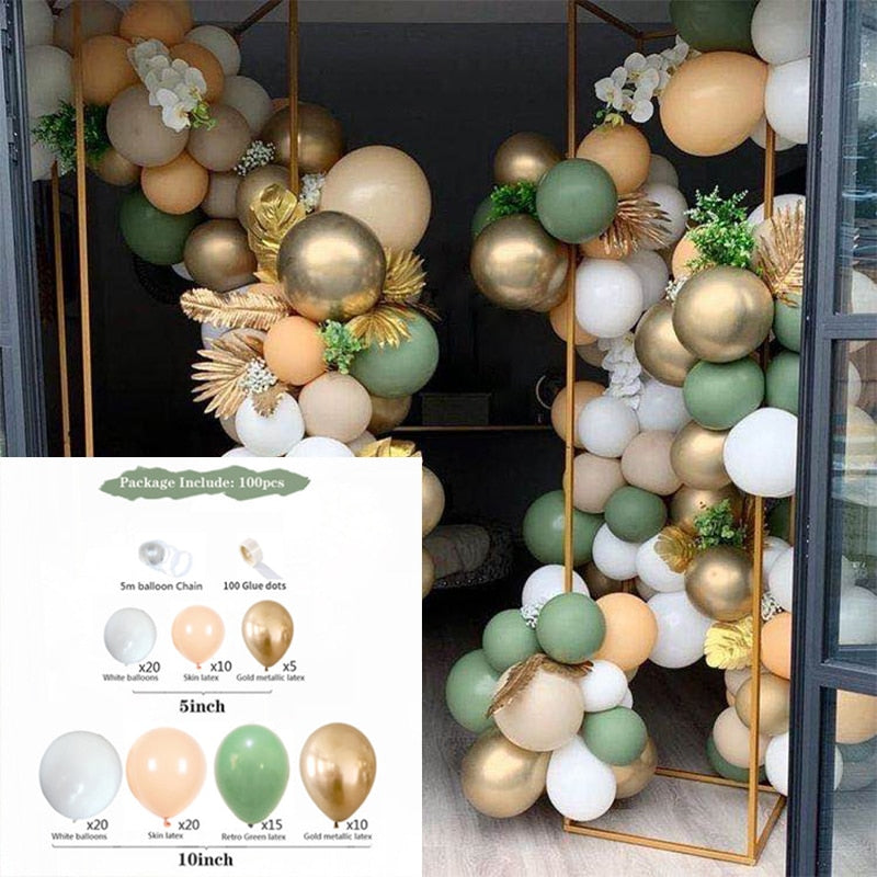 Macaron Balloons Green Gold Metal Balloon Garland Arch Wedding Birthday Decoration Party Kids Baby Shower Inflatable Decorations