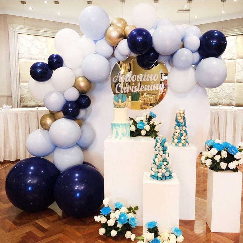 Balloons Arch Set Blue White Gold Balloon Garland Wedding Baby Baptism Shower Child Adult Birthday Party Decoration Inflatable Decorations