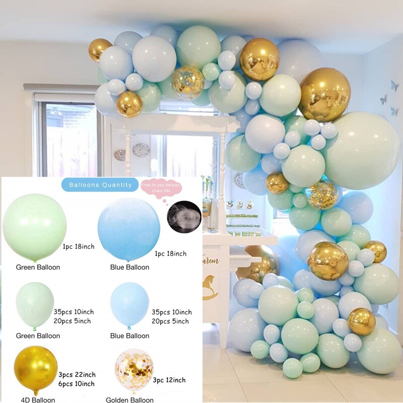 Balloons Garland Arch Kit Blue White Latex Wedding Decor Baby Shower Birthday Party Backgound Globos Supplies Inflatable Decorations