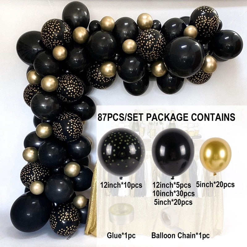 Birthday Black Gold Balloon Garland Arch Kit Happy 30 40 50 Birthday Party Decoration Adults Baby Shower Balloon Supplies PartyDecorHQ