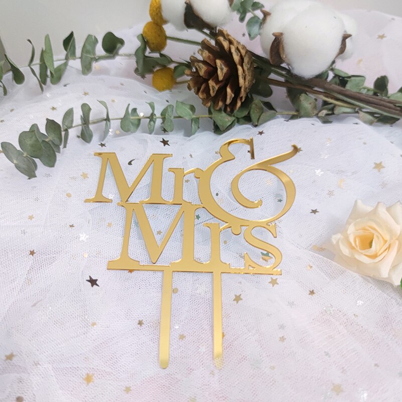 Acrylic Wedding Cake Toppers Golden Mrs Mrs. Engagement Baking Cakes Ceremony Decorations Supplies 