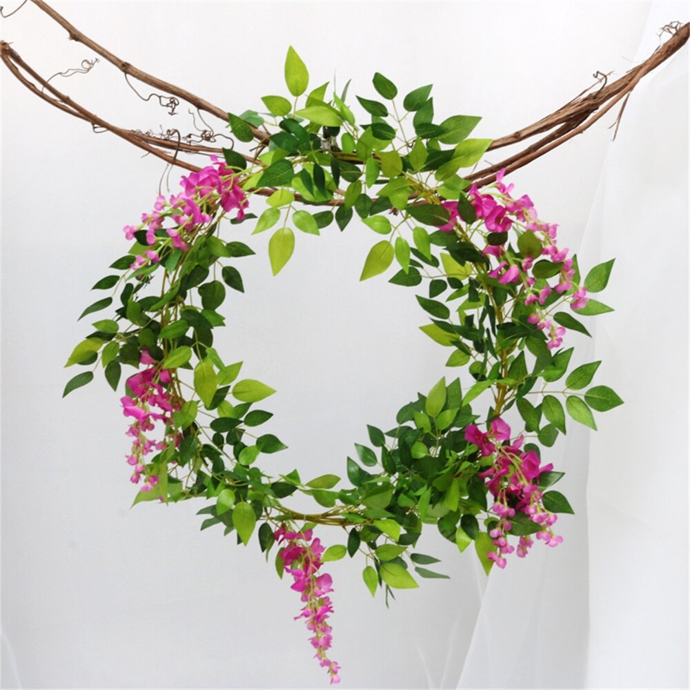 Wisteria Vine Artificial Flower Hanging Ivy Leaf Garland Wedding Rattan Arch Bridal Engagement Home Garden Decorations Inflatable Party