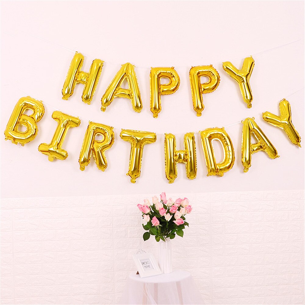 Happy Birthday Decoration Balloons Rose Gold Letter Foil Ballons love Banner Party Decor Globos Balony Anniversa 