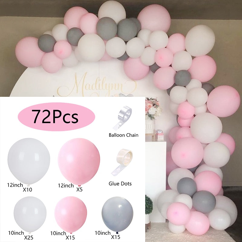 Pink White Gray Macaron Balloons Arch Set Balloon Garland Wedding Birthday Theme Party Baby Baptism Shower Decoration Inflatable Decorations