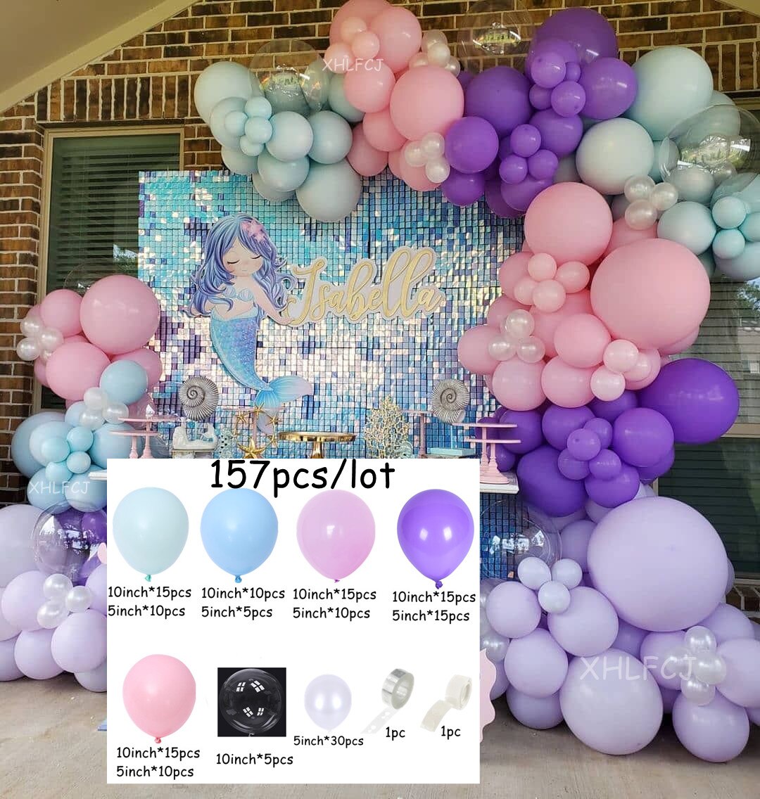 pcs Mermaid Balloon Garland Arch Kits Purple Blue Balloons Wedding Baby Shower Birthday Party Decorations Balon Kids Gift Inflatable