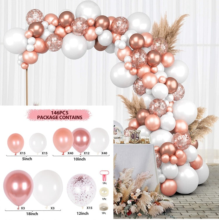 Macaron Pink Balloon Garland Arch Kit Wedding Birthday Party Decoration Kids Globos Rose Gold Confetti Latex Ballon Baby Shower Inflatable Decorations