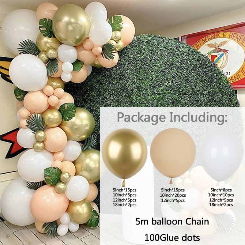 set White Gold Balloons Garland Arch Kit Dot Chrome Metallic Latex Ballon Wedding Birthday Party Decor Baby Shower Globos Inflatable Decorations