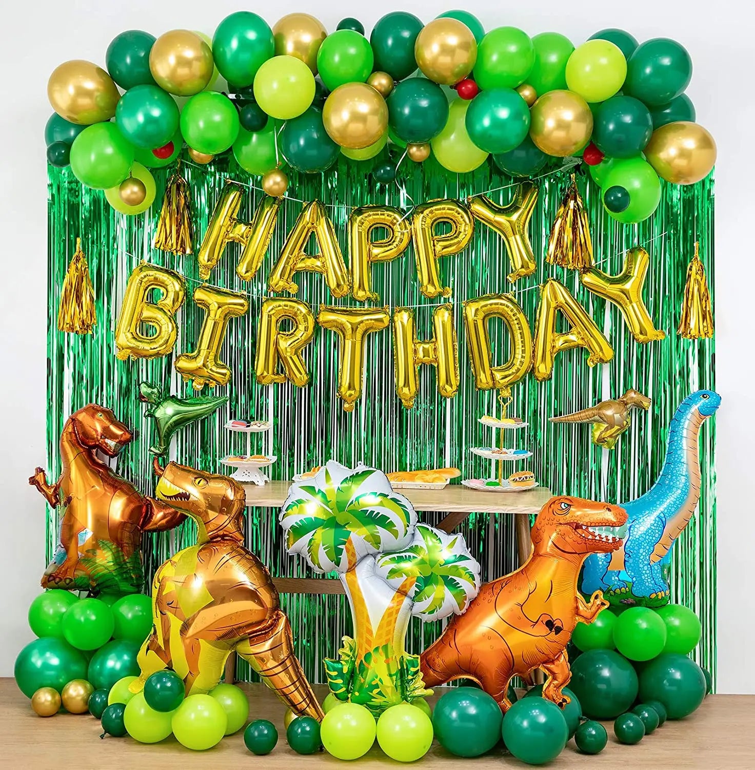 Dinosaur Birthday Party Decorations Balloons Arch Garland Kit Happy Curtains Dino Themed Kid Shower Inflatable