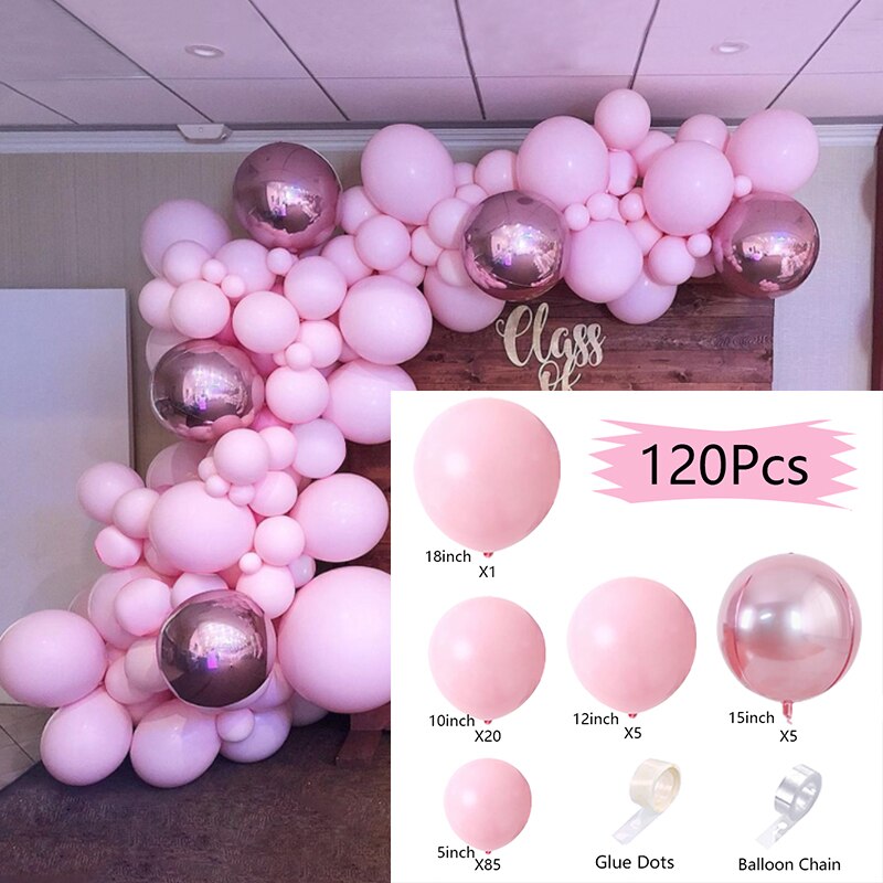 100Pcs Macaron Balloons Arch Set Pink And 4D Balloon Garland Baby Baptism Shower Wedding Birthday Party Balloon Decoration PartyDecorHQ