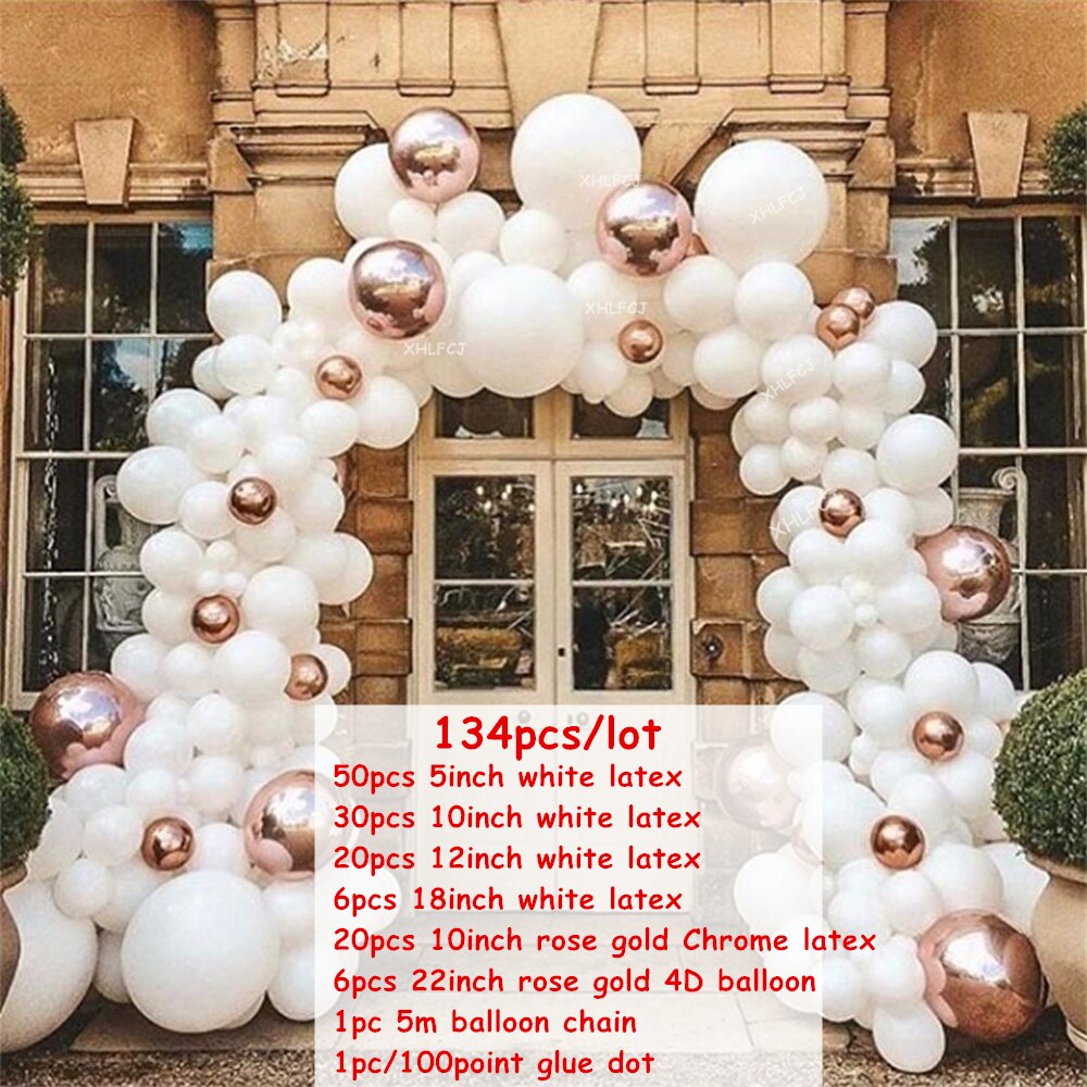 pcs/lot white Balloon Garland Rose gold Chrome Latex Balloons Arch kit Metallic Balon Wedding Birthday Party Decoration Inflatable Decorations