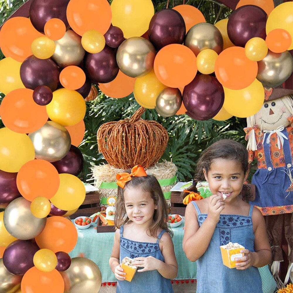 Pumpkin Theme Baby Shower Party Supplies Orange Yellow Balloon Garland Arch Kit for Boys Girls Birthday Party Decorations PartyDecorHQ