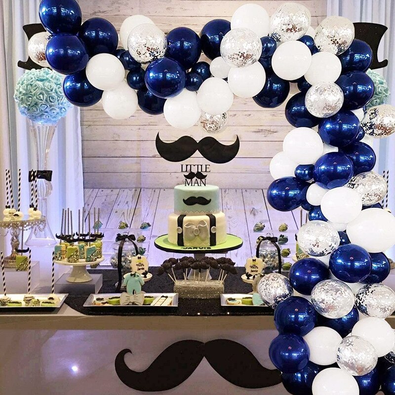 Balloon Garland Arch kit pcs ft Long Navy Blue White Silver Confetti Balloons Baby ShowerWedding Birthday Party Decoration Inflatable Decorations