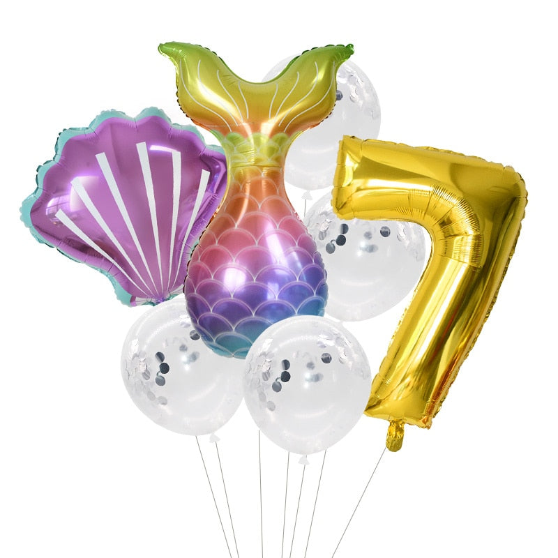 Pcs/Set Mermaid Party Number Foil Balloon Combination Baby Shower Birthday Decorations Helium Balloons 