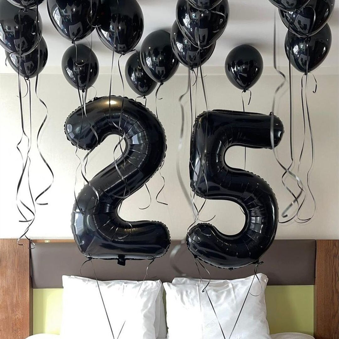 pcs inch Black Number Balloons Digit Foil Balloon Kids Adult Birthday Party Decorations Globos Anniversary Balaos 