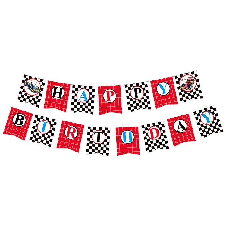 Racing Theme Birthday Party Decoration Balloon Set Red Black with Happy Birthday Banner Cake Topper for Kids Party Supplies PartyDecorHQ