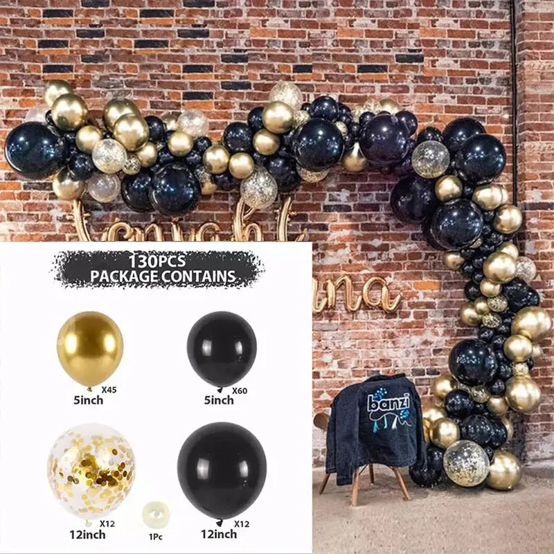 Black Gold Balloon Garland Arch Kit Confetti Latex th Birthday Party Adults Baby Shower New Year Decorations Inflatable