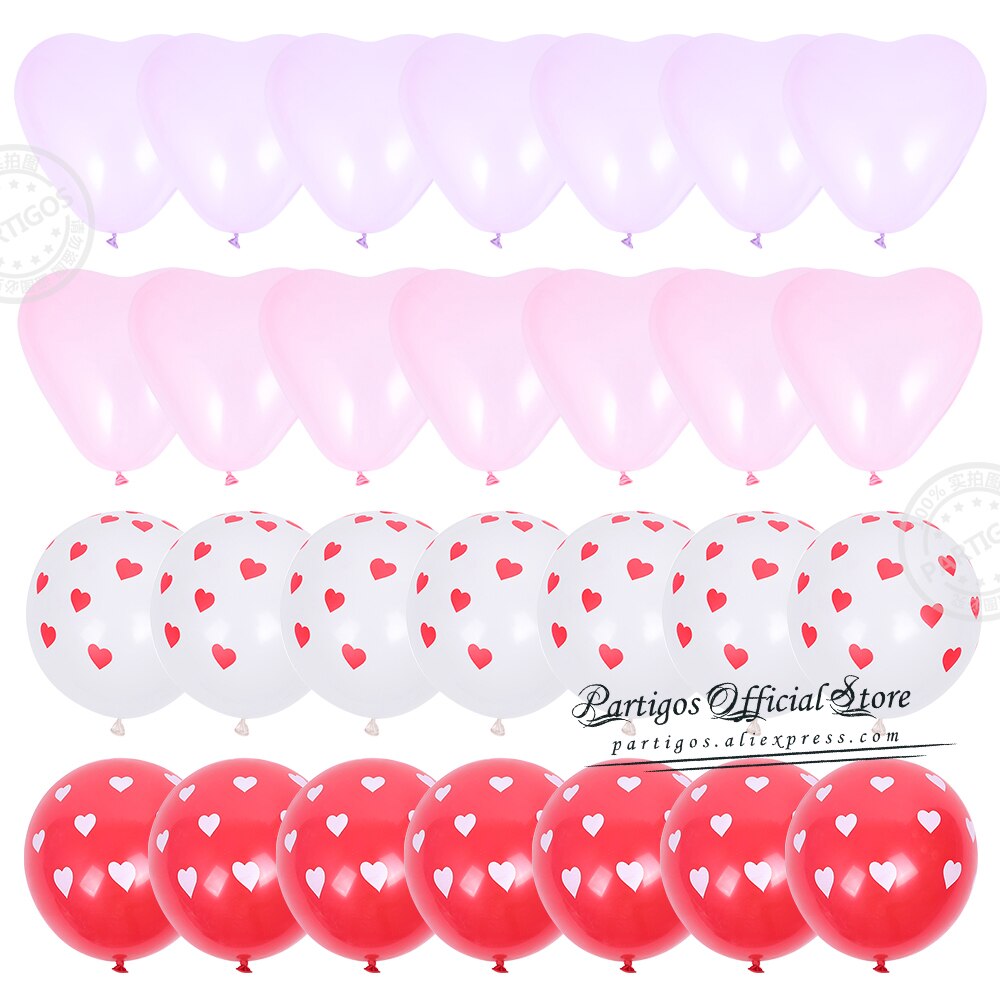 pcs Red Heart Shape Balloons Decorations Kit Wedding Decors Valentines Day Gifts Printed Latex confetti Globos helium 