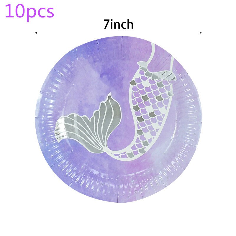 Mermaid Birthday Party Decorations Disposable Tableware Sets Kids Baby Shower Favors Supplies 