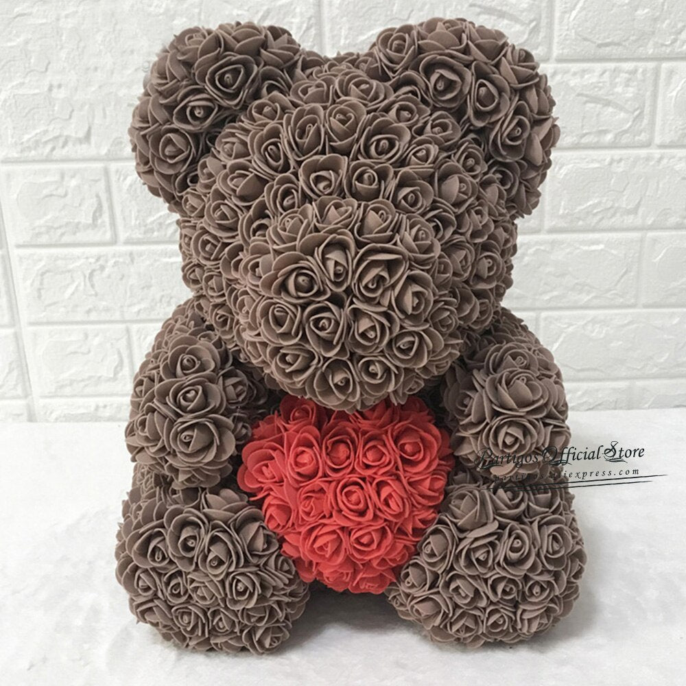 25/40Cm Rose Bear Birthday Valentine's Day Gift Decorations wedding Gifts girls Foam Eternal Flower Rose Teddy Bear Hug Heart PartyDecorHQ