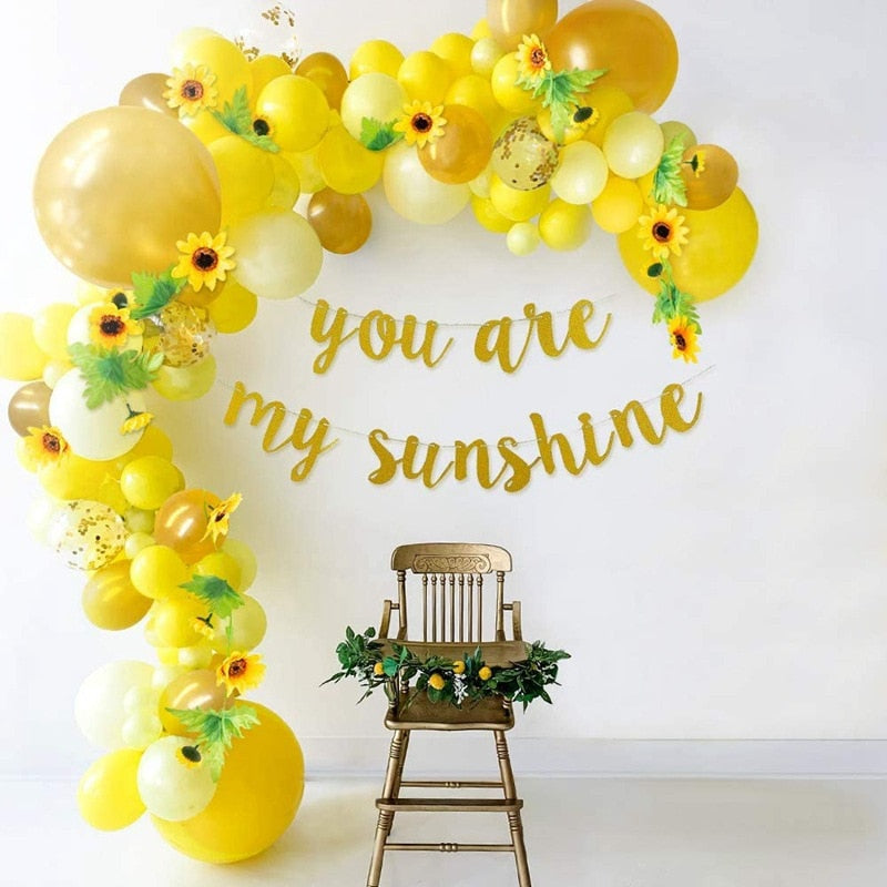 Sunflower Party Decoration Yellow Balloon Arch Set Kids Birthday Baby Shower Supplies Sunshine Banner Inflatable Decorations