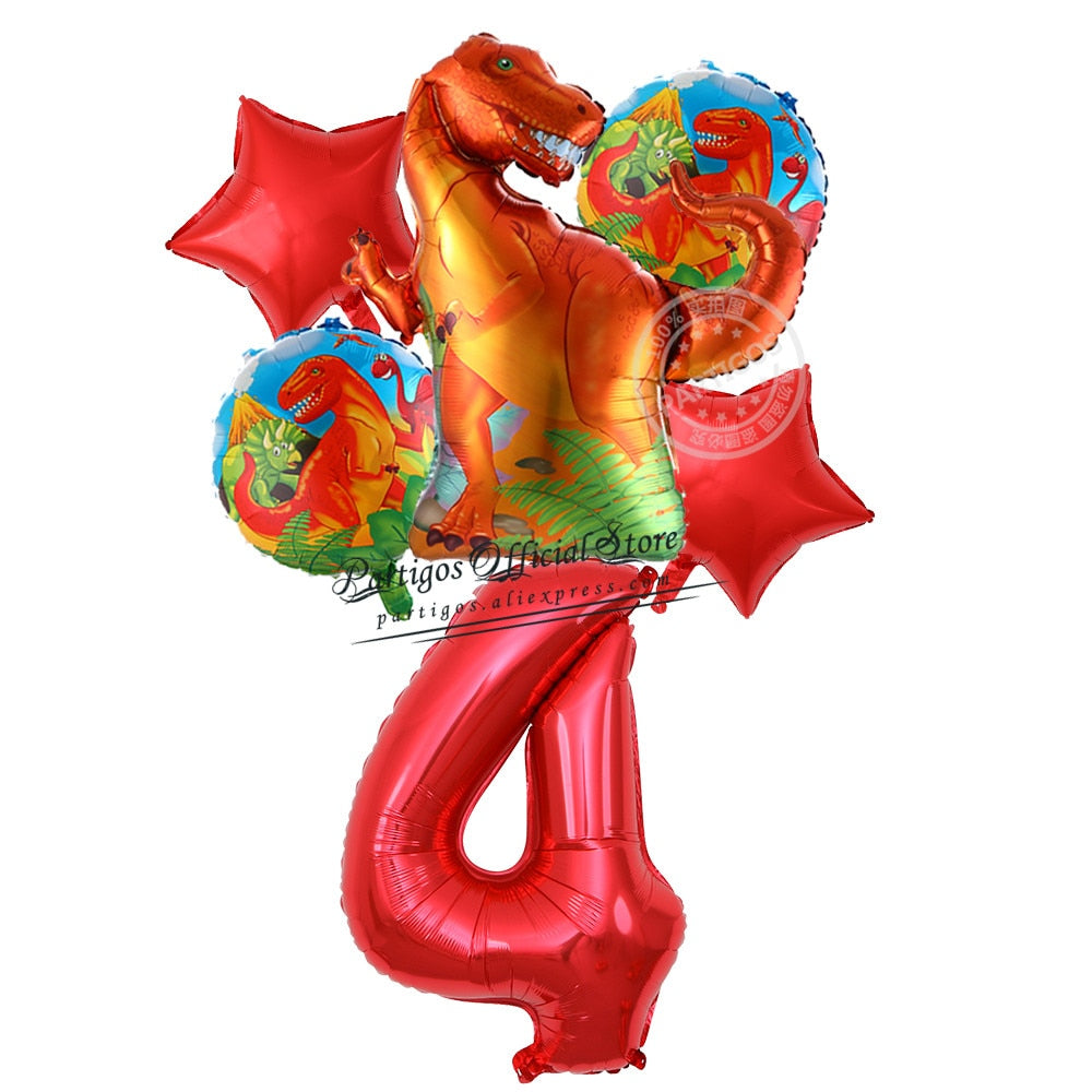 set Dinosaur Foil Balloons inch foil Number Globos Party Jungle Jurassic dragon boys Birthday Decors 