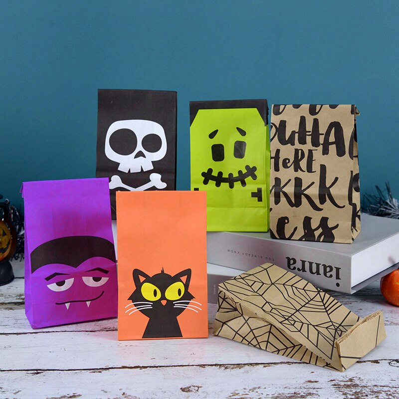 pcs Halloween Paper Bag Ghost Pumpkin Spider Candy Bags Party Trick Treat Cookie Gift Packaging Decor Supplies 