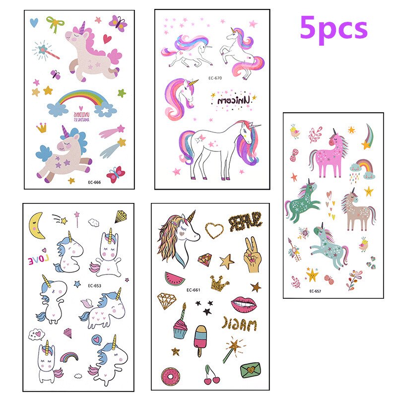 Children Cute Cartoon Animal unicornTemporary Tattoo Stickers Baby Shower Kids Body Makeup Sticker Tattoos 