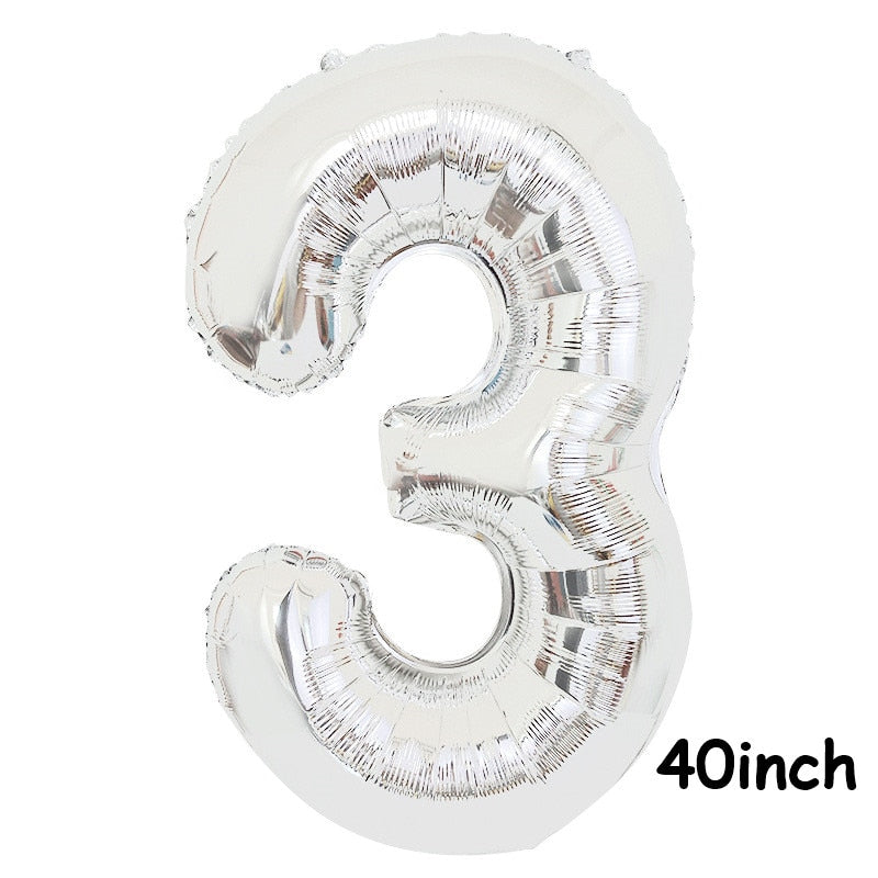 Large Silver Black Helium Number Balloons confetti Latex Ballon Wedding Decoration Baby Shower Birthday Party Metal Decor Globos PartyDecorHQ