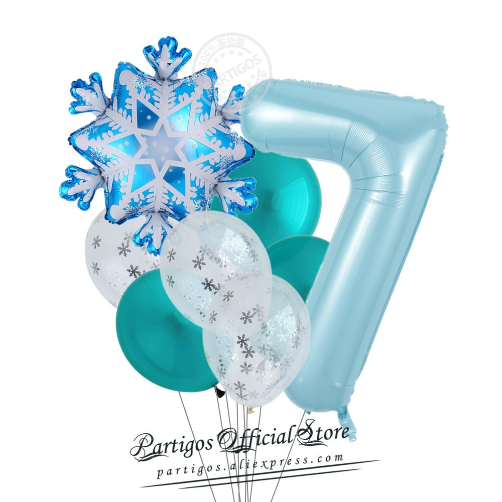 set Mix Snowflake Foil Balloons inch Ice blue number ballons Winter ice snow Party Birthday party Decoration Elsa Ballon 