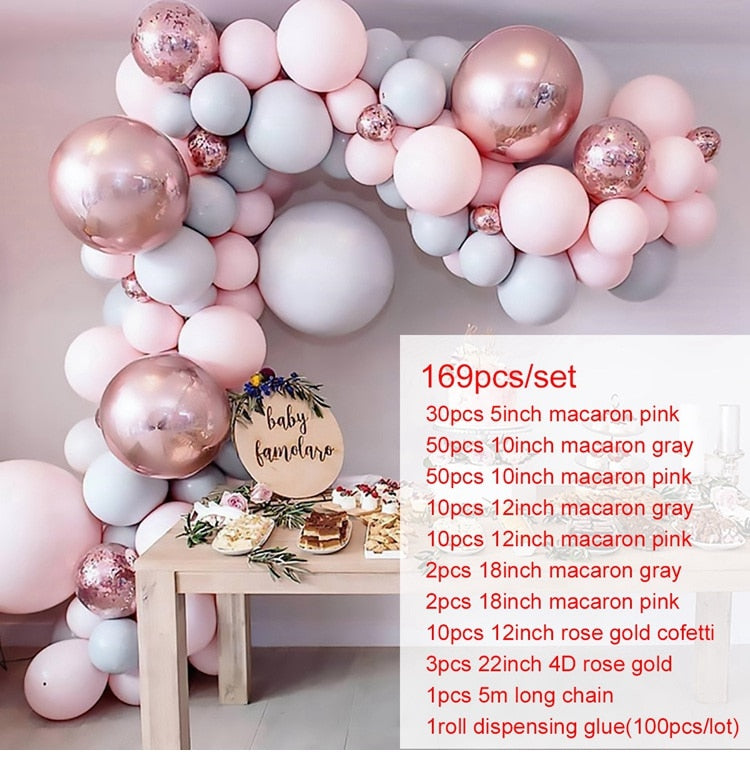 Macaron Pink Balloon Garland Arch Kit Wedding Birthday Party Decoration Kids Globos Rose Gold Confetti Latex Ballon Baby Shower Inflatable Decorations