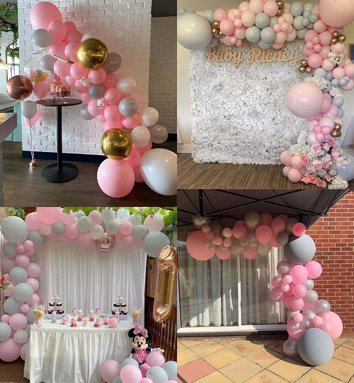 pcs Rose Gold Balloons Pink Gray Latex Balloon Garand Arch Wedding Birthday Party Decorations Baby Shower Balons 