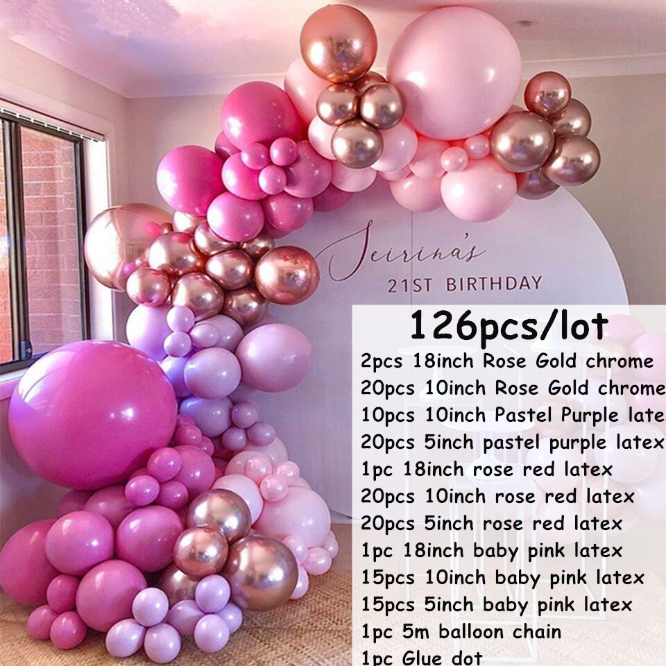 pcs Hot Pink White Balloon Arch Garland Wedding Birthday Party Decorations Balloons Baby Background Butterfly Kids Toys Inflatable