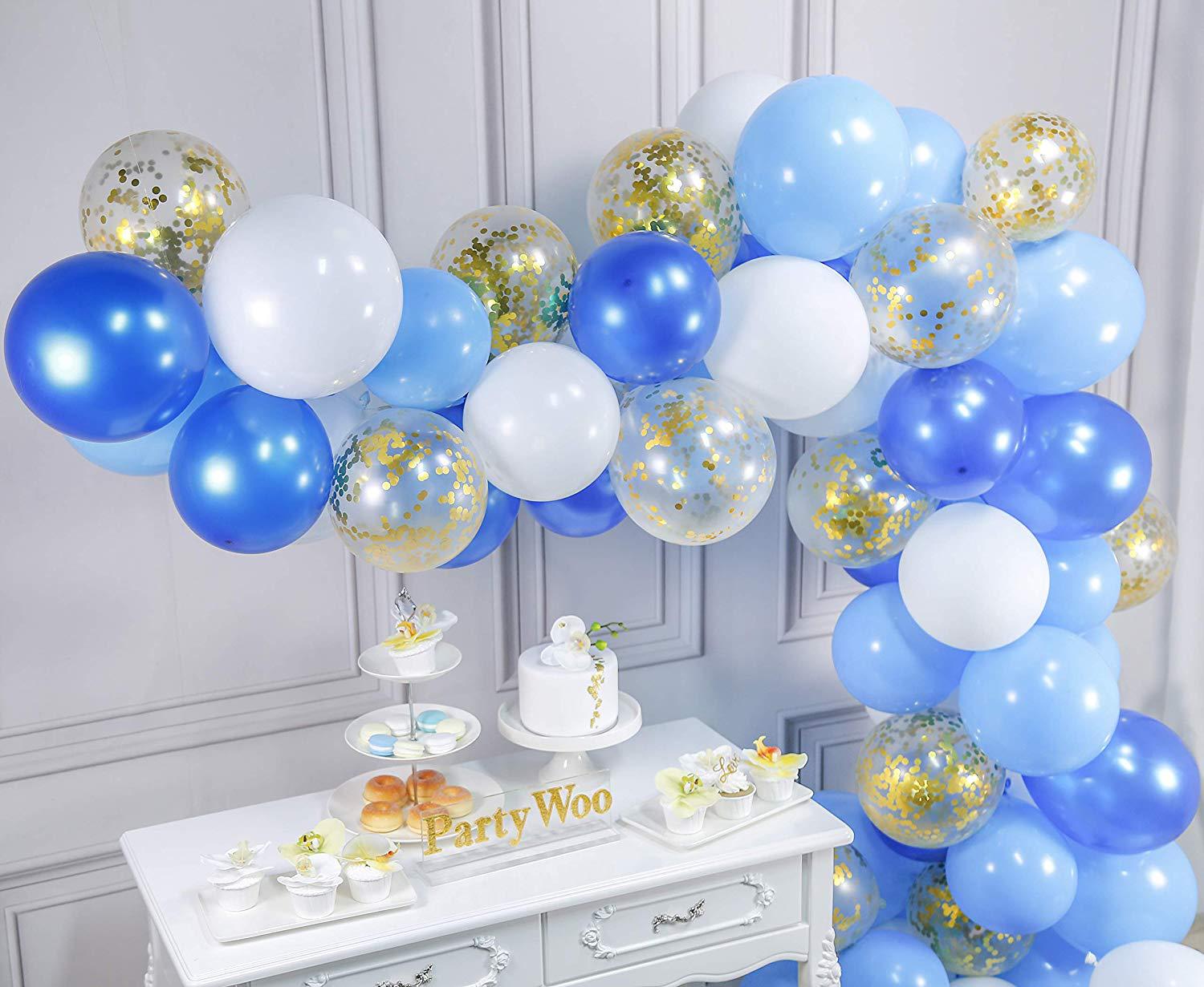 PCS Party Decoration Blue White Latex Balloon Set Confetti Baby Shower Boys Girl Birthday Supplies 