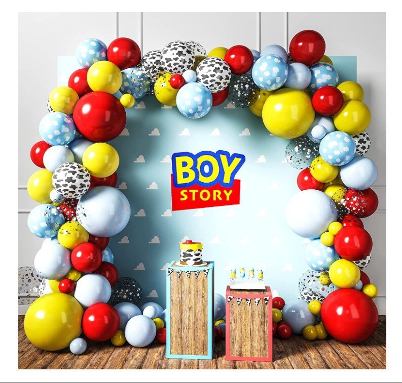 Toy Theme Baby Shower Party Decoration Balloon Garland Arch Kit Sliver Confetti Kids Birthday Supplies 