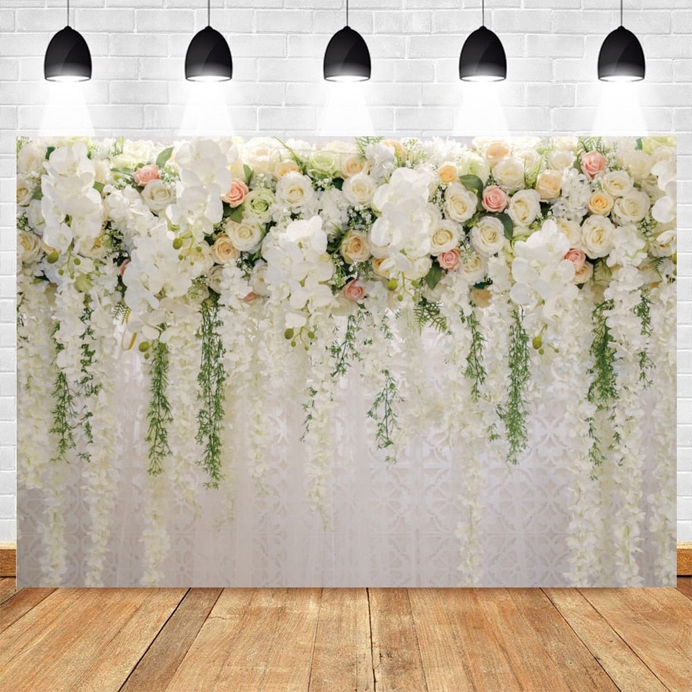 Wedding Scenes Floral Photography Backdrop Baby Birthday Bridal Shower Ceremony Decor Background Photo Shoot Banner Props 