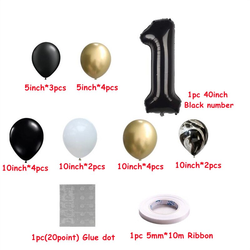 pcs inch Black Number Chrome Agate Set Figures Globos Baby Shower Birthday Party Metallic Decor Balloon 