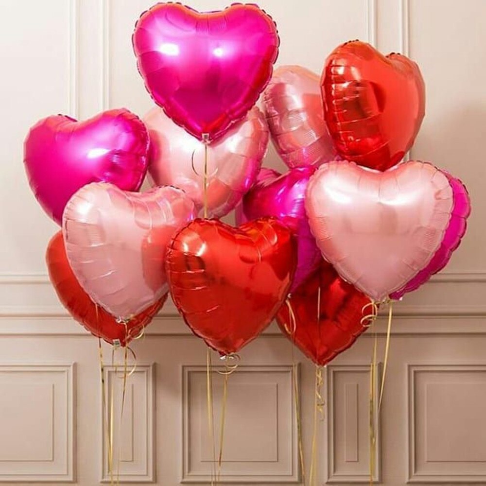 pcs inch Red Rose Gold Heart Foil Helium Balloons Wedding Valentine's Day Decor Baby Shower Birthday Party Love BalonDecor 