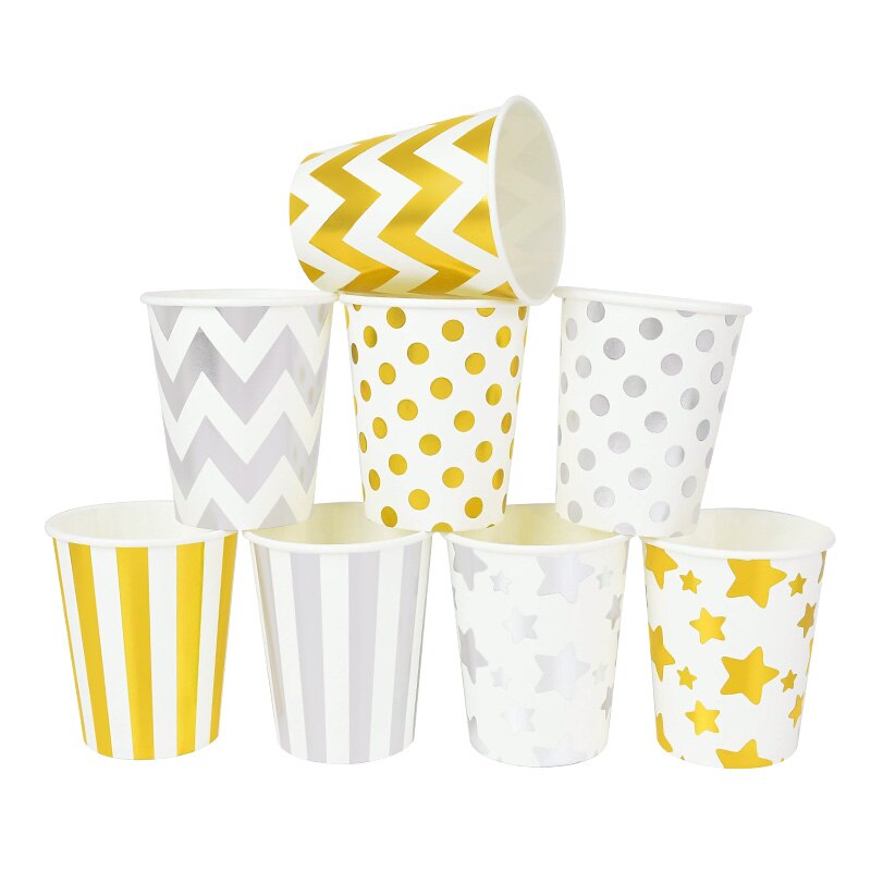 10pcs Party Disposable Paper Cups Colorful Dot Stripe Star Juice Cup Wedding Birthday Party Picnic Tableware Supplie Baby Shower PartyDecorHQ