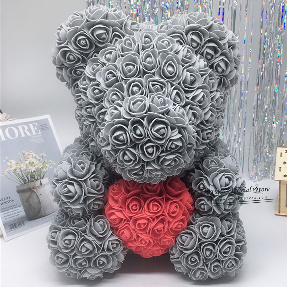 25/40Cm Rose Bear Birthday Valentine's Day Gift Decorations wedding Gifts girls Foam Eternal Flower Rose Teddy Bear Hug Heart PartyDecorHQ