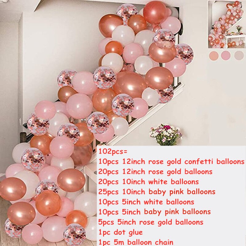 Rose Gold Balloon Arch Garland Kit Clear Premium Latex Balloons Wedding Bridal Baby Shower Birthday Bachelorett Party Decor Inflatable Decorations