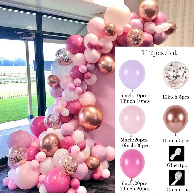 Macaron Pink Balloon Garland Arch Kit Wedding Birthday Party Decoration Kids Globos Rose Gold Confetti Latex Ballon Baby Shower Inflatable Decorations