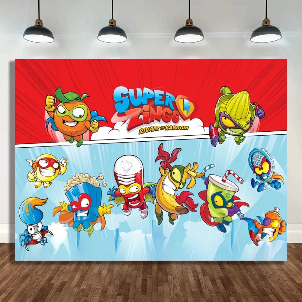 Super Zing Lightning Game Theme Party Photo Background Blind Gift Box Kids Family Birthday Backdrops Toys Table Decor 