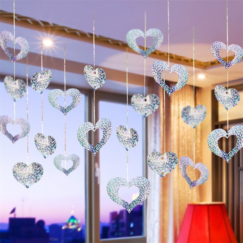 100pcs Red Heart Star Laser Ceiling Sequined Balloons Pendant Valentine Day Decoration Romantic Anniversary Wedding Supplies PartyDecorHQ