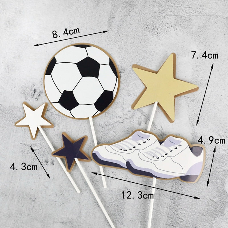 World Cup Football Basketball Cake Topper Happy Birthday Theme Style Kid Boy Party Soccer Decoration Supplies Flags 