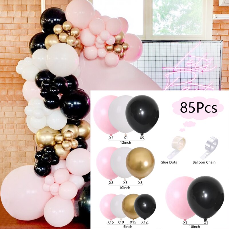 Latex Balloons Arch Set Pink White Black Gold Balloon Garland Wedding Baby Baptism Shower Birthday Party Decoration Inflatable Decorations