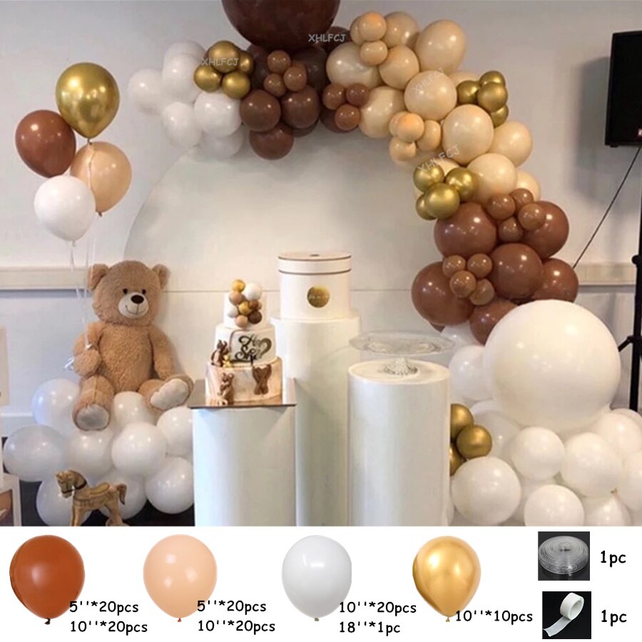 pcs Coffee Apricot Balloons Garland Birthday Wedding Decorations Arch Skin Gold Latex Balloon Baby Shower Party Decor Inflatable