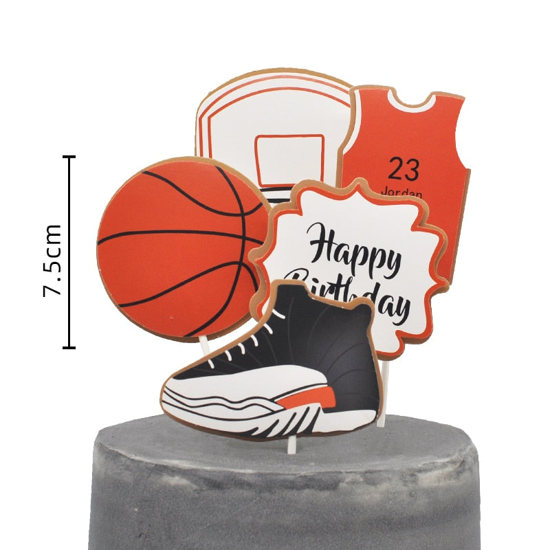 Basketball Theme Cupcake Topper Boy Happy Birthday Party Cake Baking Decoration Supplies gift 