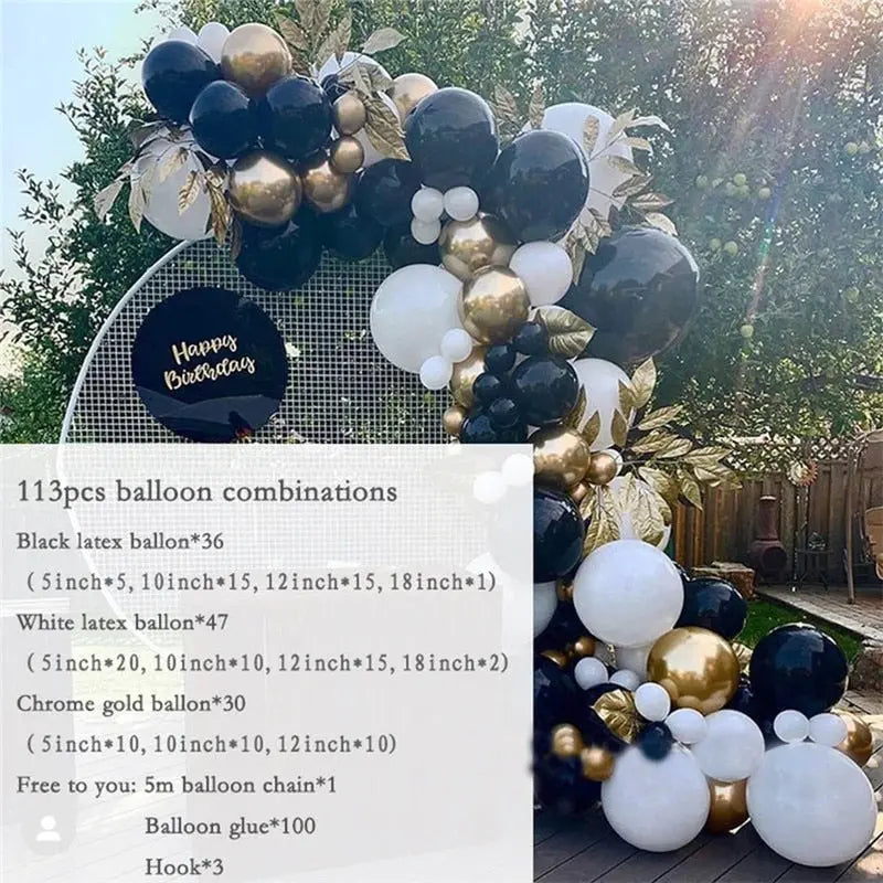 Black Gold Balloon Garland Arch Kit Confetti Latex th Birthday Party Adults Baby Shower New Year Decorations Inflatable