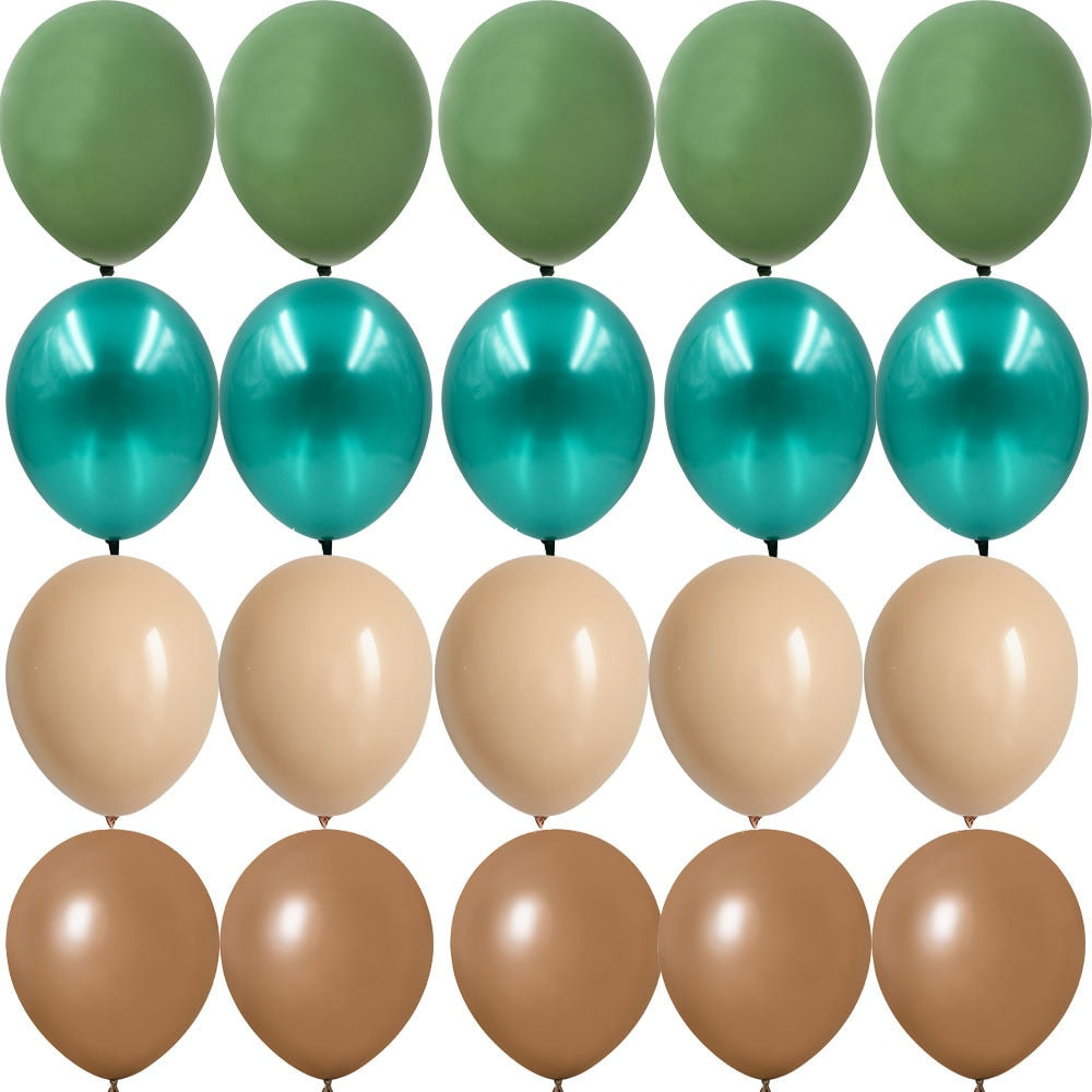 PCS inch Balloon Kit Retro Green White Gold Balls Birthday Wedding Anniversary Jungle Summer Party Decor Home Supplies 