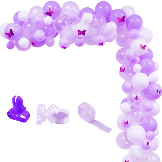 Butterfly Themed Party Decoration White Pink Blue Purple Balloon Garland Arch Kit Girl Birthday Wedding Baby Shower Inflatable Decorations